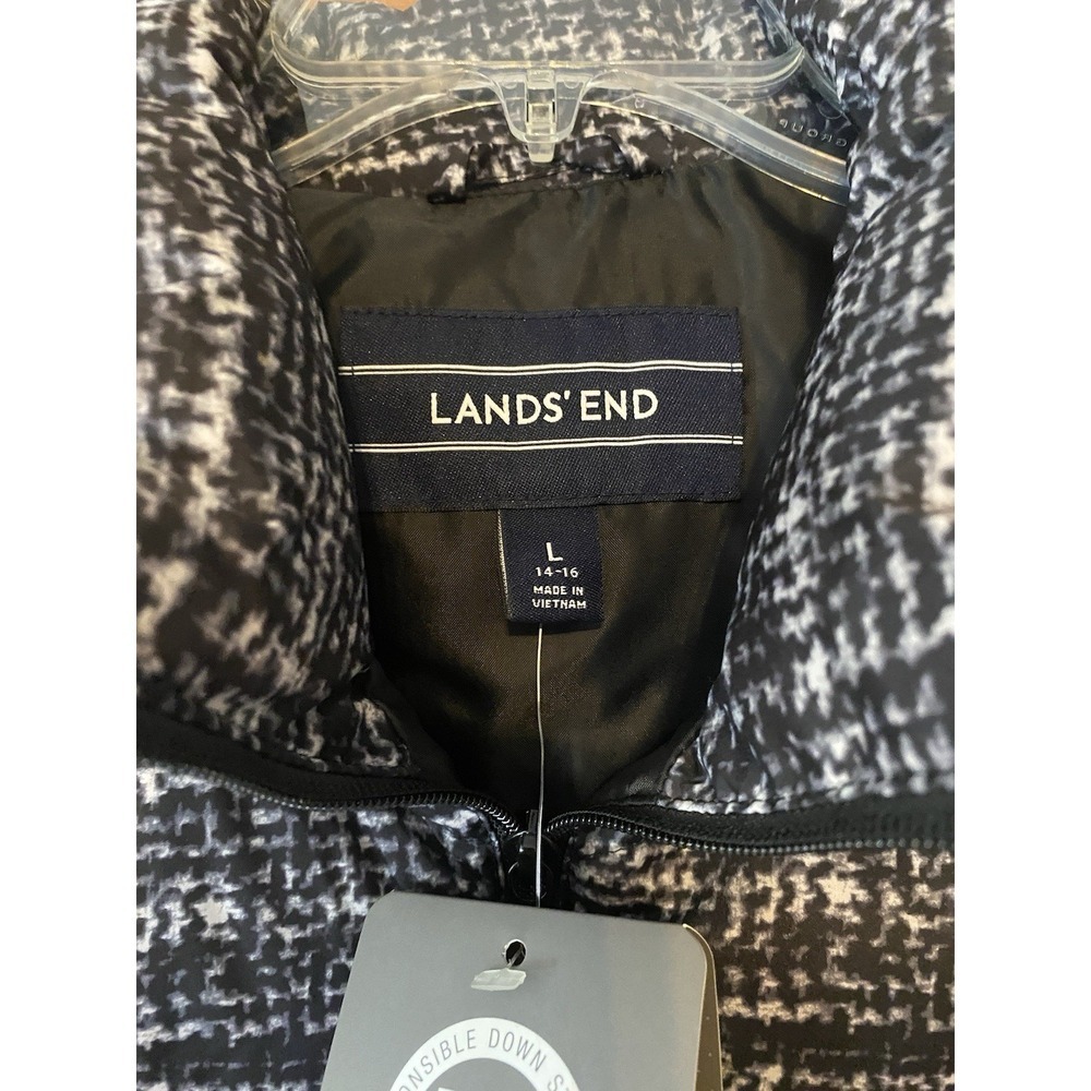 Lands' End NEW Women's HyperDry 600 Down Puffer Vest Black Gray L 14-16 - Picture 4 of 7